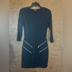 Express black dress with false zippers XS